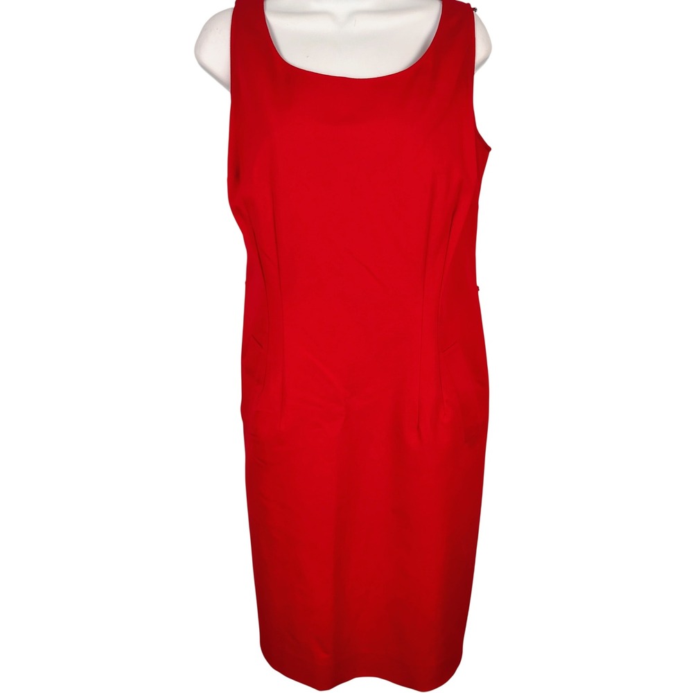 Lafayette 148 New York Womens SZ 10 Red Cotton Stretch Sheath Dress Career Core